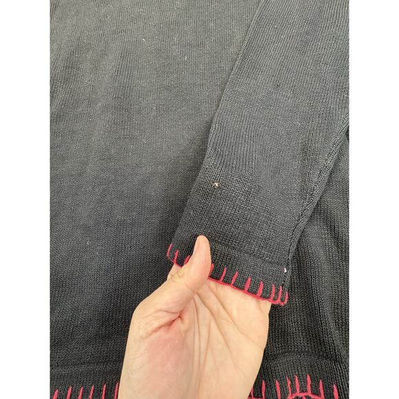 Victoria Jones Woman Black Snowman Holiday Christmas Sweater Medium - Picture 6 of 10